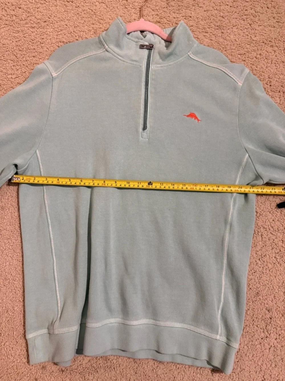 Tommy Bahama 1/4 Zip Pullover Sweatshirt Mint Green Men’s Large Cotton Mock Neck
